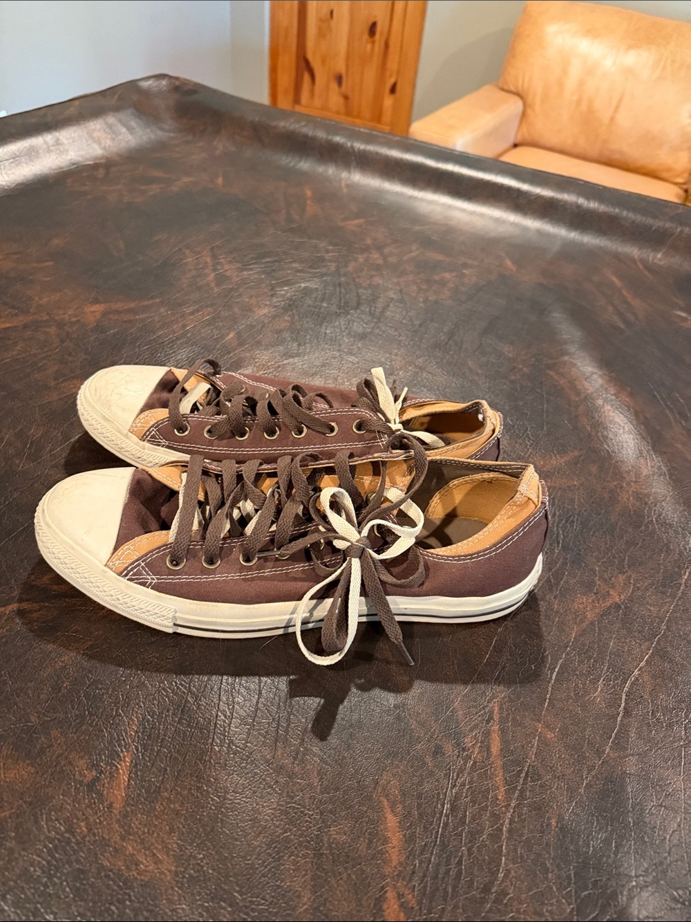 Converse Low-Top Canvas Sneakers in Brown and Tan